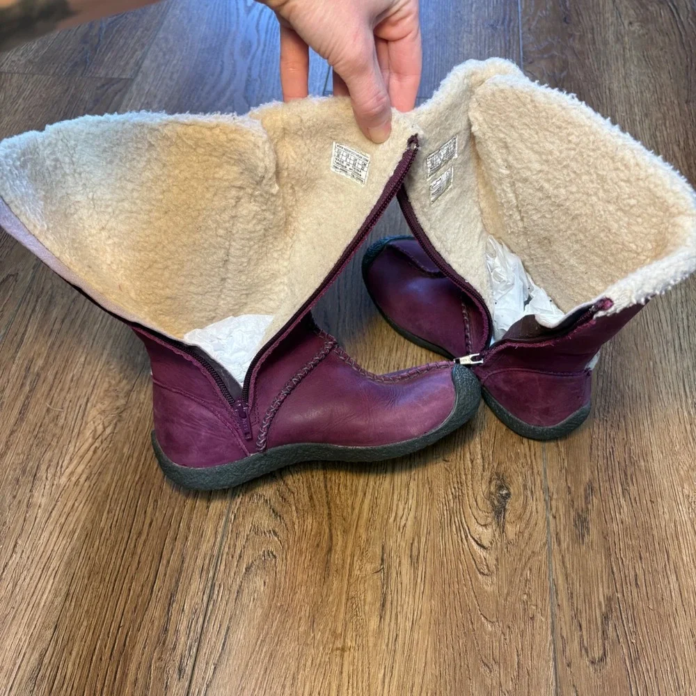 Keen Amar Purple Leather Toggle Mid-Calf Hiking Boots Womens 5‎ Sherpa Lined